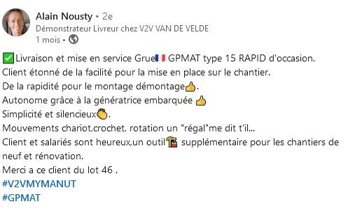 Une 🏗 GP Matic 15 RAPID qui fait encore des heureux 😊.👉Notre partenaire V2V.